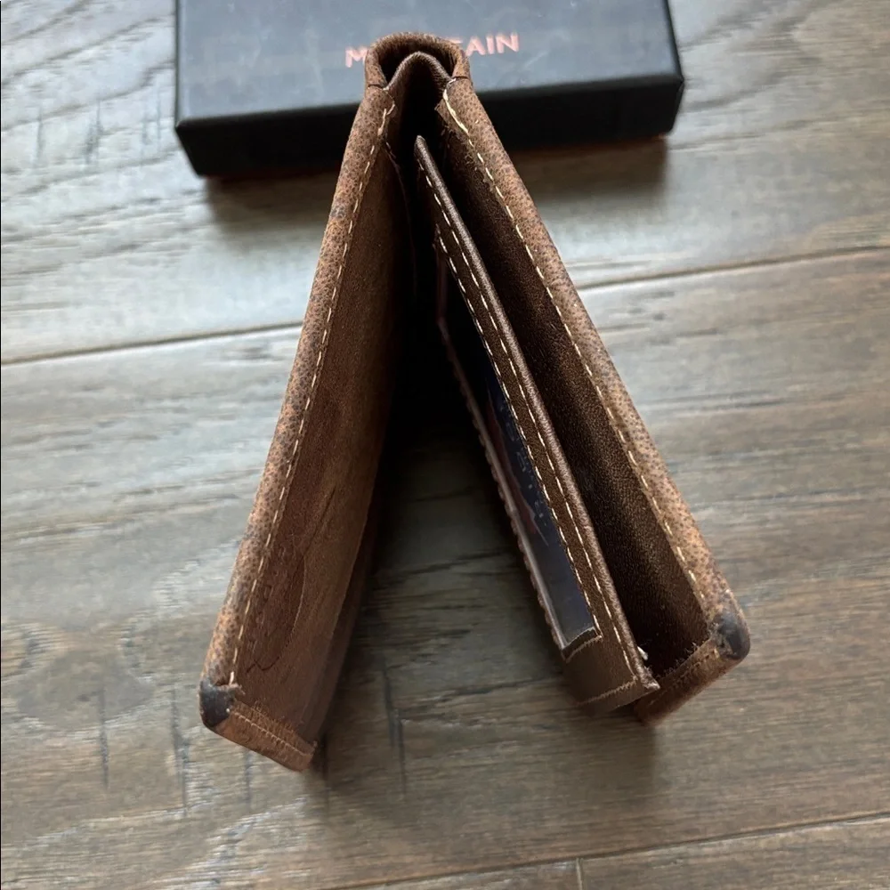 Ridge Mountain Genuine Leather bi-fold wallet,6 card,2 bill,1 ID & 2 other slots
